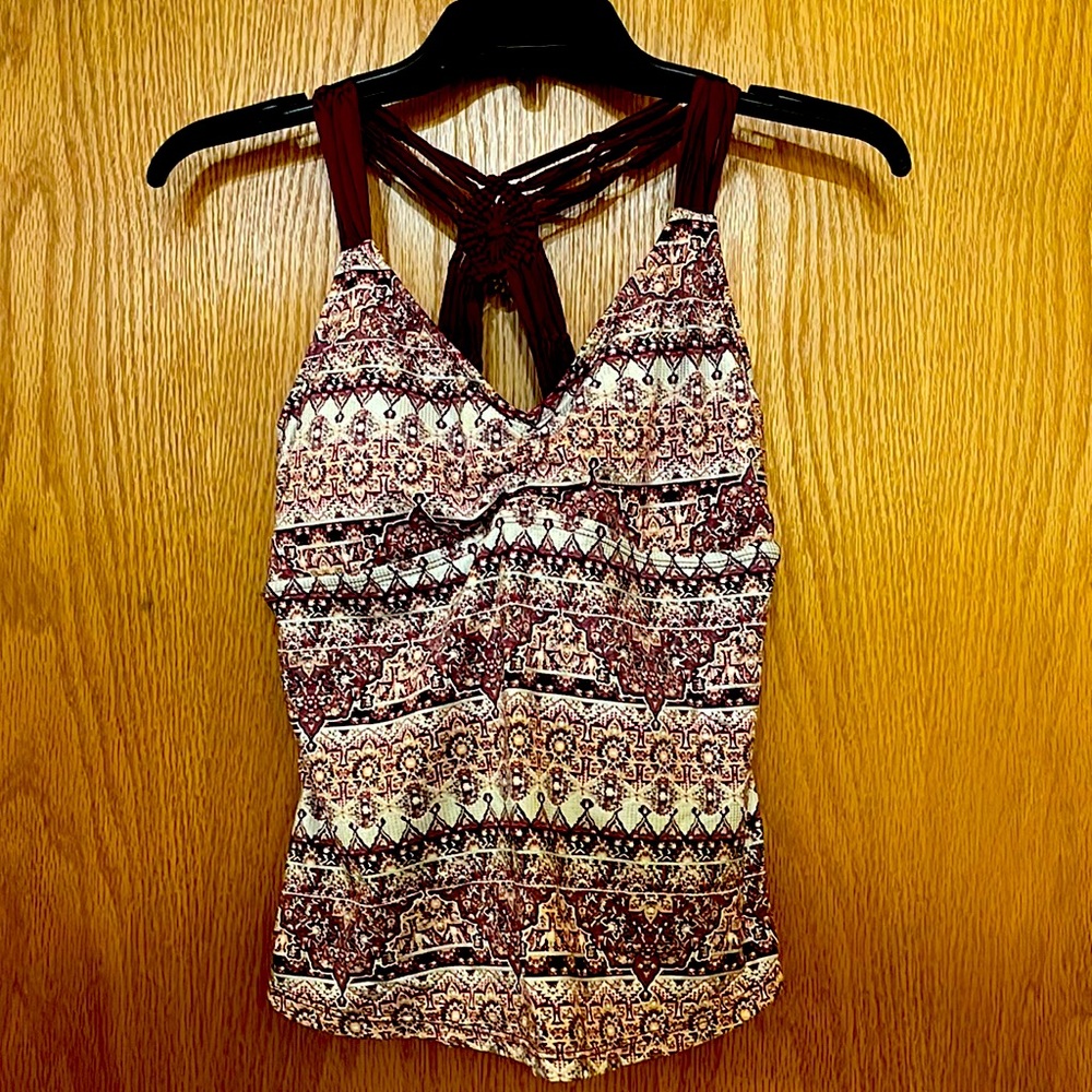 Burgundy Boho Tankini and Bottoms
